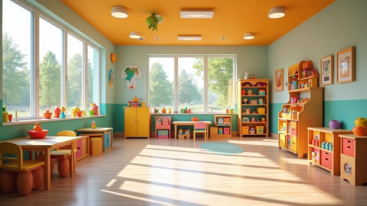 Modern childcare center with safe, colorful environment