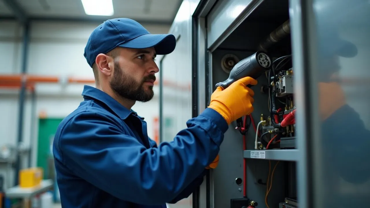 Professional technician with tools and equipment