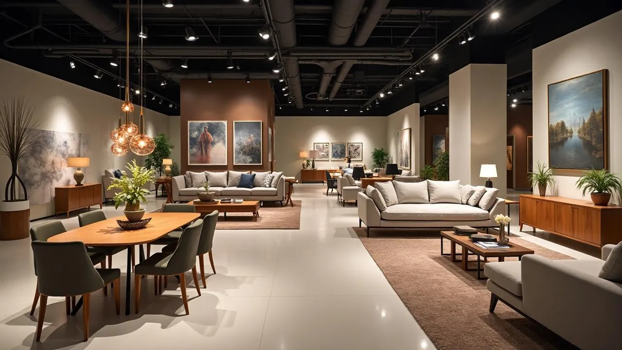 Modern furniture showroom with elegant displays